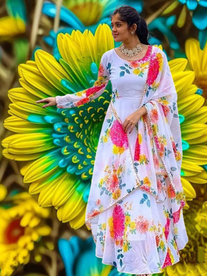 Pramukh Darshan Export Anarkali Gown(White)