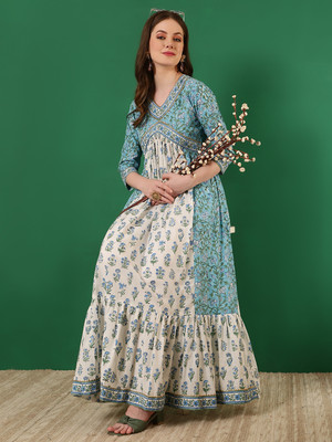 GLAM ROOTS Flared/A-line Gown(Blue)