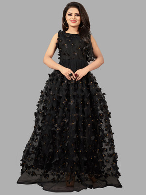 ENCLIQ Flared/A-line Gown(Black)