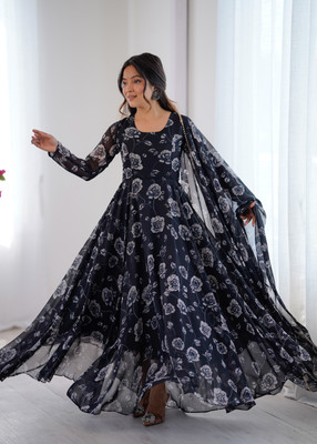 PARV ENTERPRISE Anarkali Gown(Black)