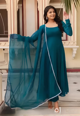 DJCM FASHION HUB Anarkali Gown(Black)