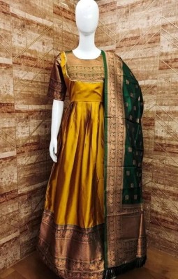 Smileyfashion Anarkali Gown(Yellow)