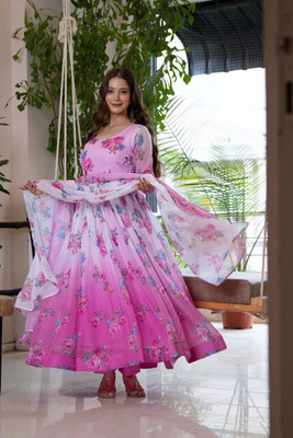 RANGTARA Flared/A-line Gown(Pink)