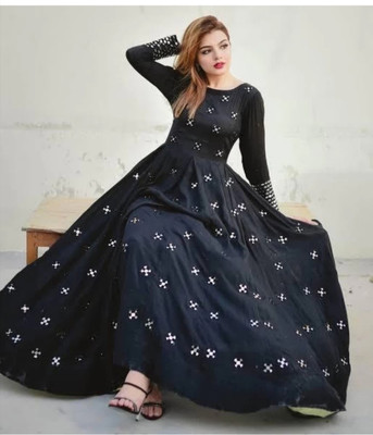 MAYANK FASHION Anarkali Gown(Dark Blue)