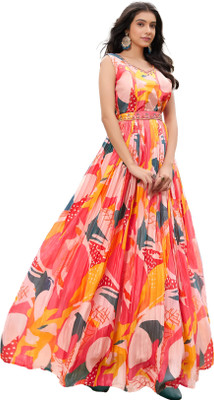 Harekrishna creation Anarkali Gown(Multicolor)
