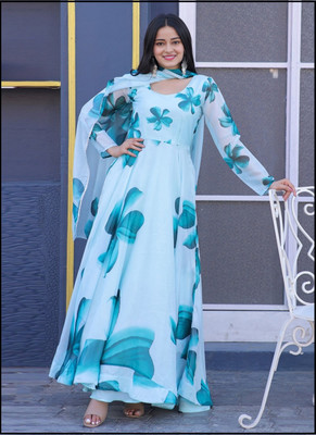 REVA ENTERPRISE Anarkali Gown(Light Blue)