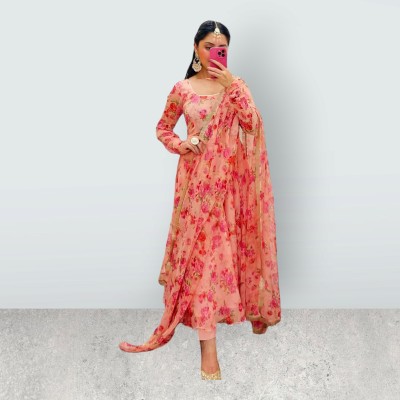 KLAWIA Anarkali Gown(Orange)