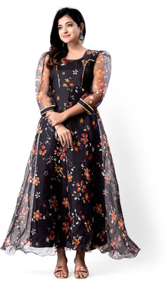 NEw BHARAT SALES Anarkali Gown(Black)