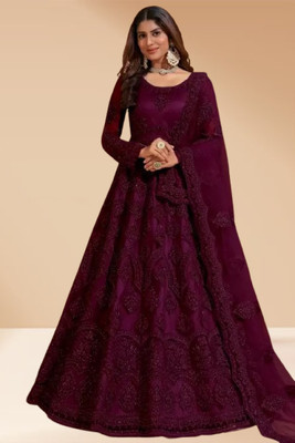 MAABHAVANI CREATION Flared/A-line Gown(Purple)