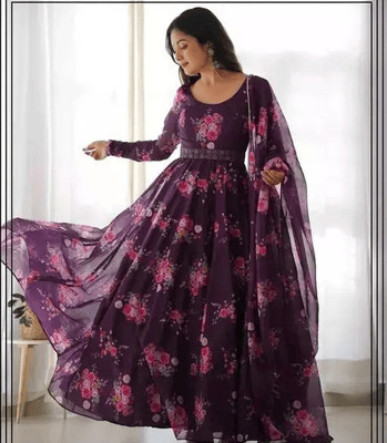 Ravina International Flared/A-line Gown(Purple)
