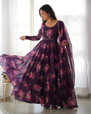 RiddhiTrendes Anarkali Gown(Purple)
