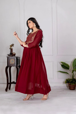 RADHARANI TEX Flared/A-line Gown(Maroon)