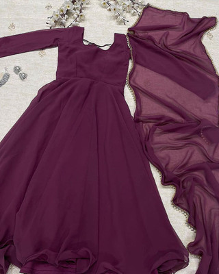 JISHA CLOTHING Anarkali Gown(Purple)