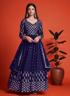 anara Georgette Embroidered Gown/Anarkali Kurta & Bottom Material