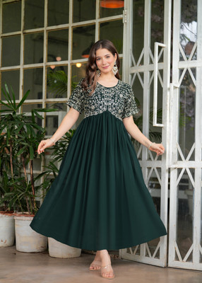 Sitaram Designer Flared/A-line Gown(Green)