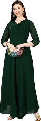 SATINTHRID Flared/A-line Gown(Green)
