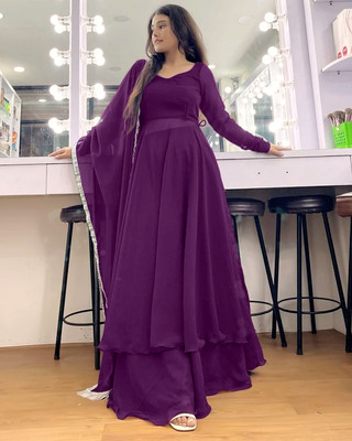 JE BHAGVAN CREATION Flared/A-line Gown(Purple)