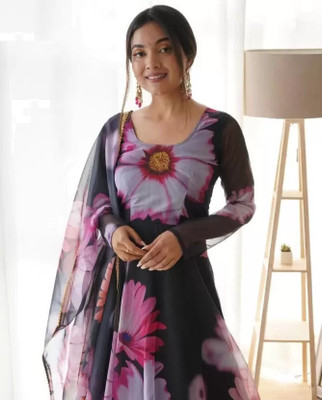 KROOZ Flared/A-line Gown(Multicolor)