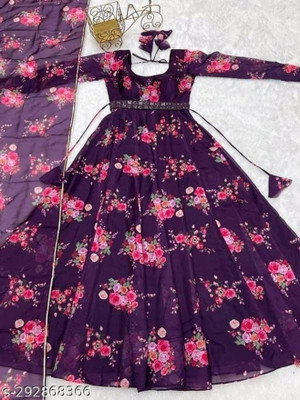 DHYAN CREATION ONLINE Anarkali Gown(Purple)