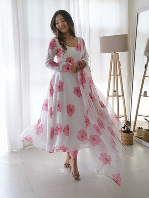 Janardan Flared/A-line Gown(White)