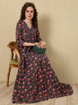 GLAM ROOTS Flared/A-line Gown(Blue)