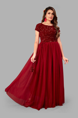 Aarya Ethnic Flared/A-line Gown(Maroon)