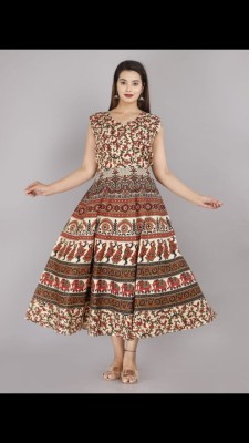 nisha fashions Anarkali Gown(Brown)