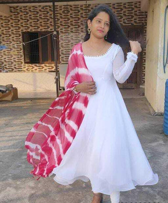 Nirmay Enterpries Anarkali Gown(White)