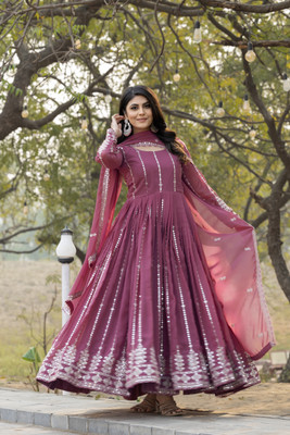 Mrs Fab Flared/A-line Gown(Pink)