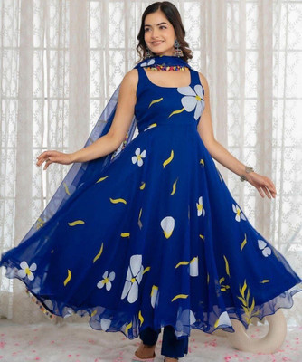 PARV ENTERPRISE Anarkali Gown(Blue)