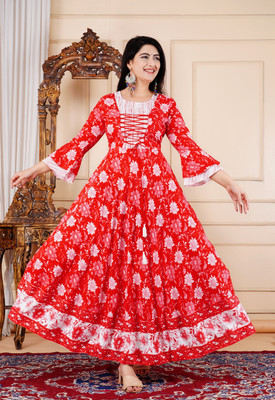 SAAR SUMRAN Flared/A-line Gown(Red)