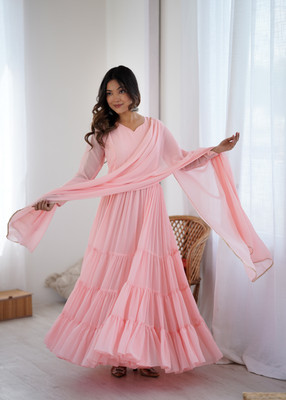 DRJENTERPRISE Anarkali Gown(Pink)