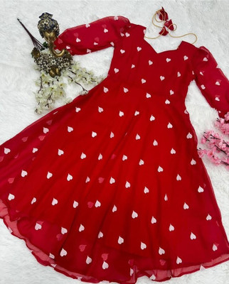 REVTICREATION Anarkali Gown(Red)