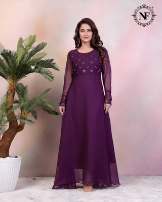 SK Creation Flared/A-line Gown(Purple)