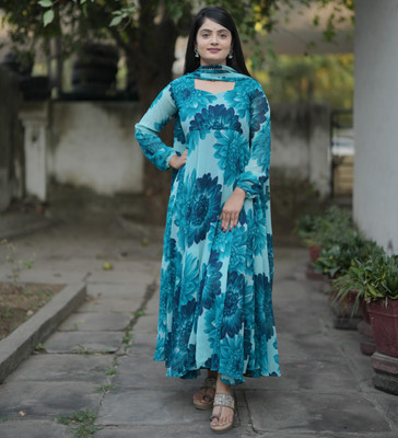 RK Creation Flared/A-line Gown(Light Green)