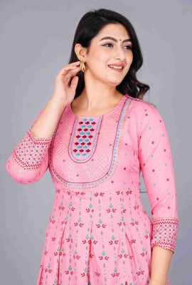 GAZLA FASHION Women Printed Anarkali Kurta(Pink)