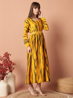 Femvy Flared/A-line Gown(Yellow)