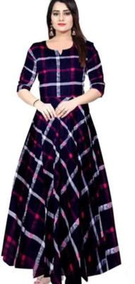 GALAXY CREATION Flared/A-line Gown(Dark Blue, Multicolor)