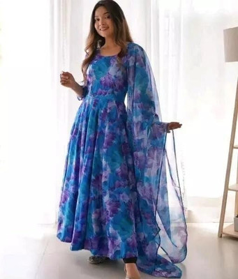 NYALKARAN ENTERPRISE Anarkali Gown(Blue)