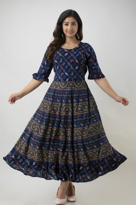 Parii Fashion Jaipur Flared/A-line Gown(Dark Blue)