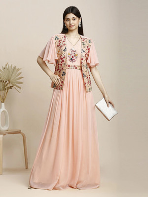 Madhuram Textiles Anarkali Gown(Orange)