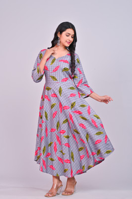 Shree Kripa Flared/A-line Gown(Grey)