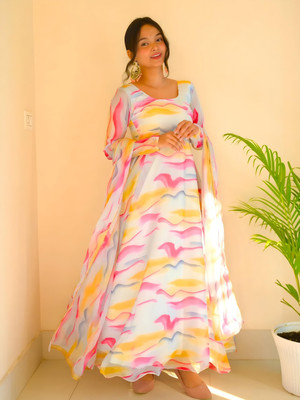 HRIENTERPRISE Anarkali Gown(Multicolor)