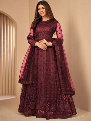 DEVSHREEFASHION Anarkali Gown(Maroon)