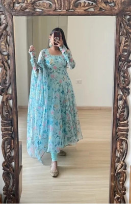 QVAZOR Flared/A-line Gown(Light Blue)