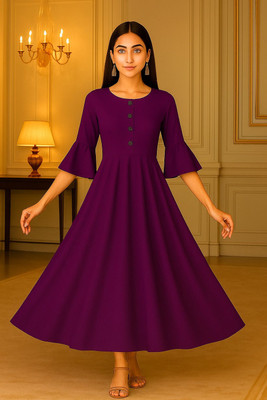 DESI LOOMS Anarkali Gown(Purple)