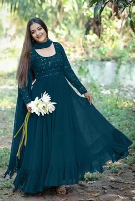 Aarya Ethnic Flared/A-line Gown(Blue)