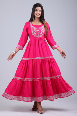 GUNAKSHI CREATIONS Flared/A-line Gown(Pink)