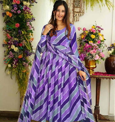 Fabrion Anarkali Gown(Purple)