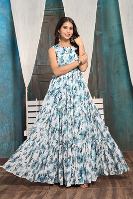 HouseOfCommon Flared/A-line Gown(Light Blue)